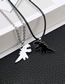 Fashion Black Dinosaur Wax Rope + White Dinosaur Cross Chain A Pair Of Alloy Drip Oil Dinosaur Necklaces