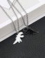 Fashion A Pair Of Black And White Dinosaur Cross Chains A Pair Of Alloy Drip Oil Dinosaur Necklaces