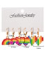 Fashion 1# Alloy Oil Drip Rainbow Heart Earring Set