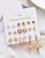 Fashion Gold Alloy Geometric Heart Pearl Earring Set