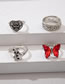 Fashion Silver Alloy Diamond Butterfly Skull Heart Earring Set
