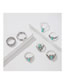 Fashion Silver Alloy Set Turquoise Carved Diamond Ring Set