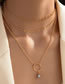 Fashion Gold Alloy Geometric Heart Ring Multilayer Necklace