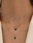 Fashion Gold Alloy Geometric Pearl Chain Square Round Diamond Multilayer Necklace