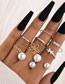 Fashion Gold Alloy Geometric Flower Pearl Butterfly Ring Set