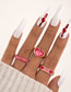 Fashion Gold Alloy Contrasting Color Heart Ring Set