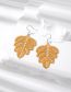 Fashion Khaki Leaves Metal Cutout Leaf Earrings
