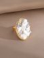 Fashion White Gravel Alloy Diamond Paved Stone Oval Ring