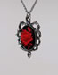 Fashion Silver Metal Geometric Oval Red Rose Necklace