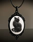 Fashion 1# Metal Oval Black Cat Necklace
