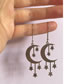 Fashion Silver Alloy Geometric Moon Star Tassel Earrings