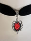 Fashion Black Velvet Oval Red Rose Necklace