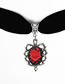 Fashion Black Velvet Oval Red Rose Necklace