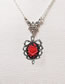 Fashion Silver Metal Oval Red Rose Necklace