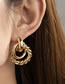 Fashion Gold Alloy Double Round Twist Stud Earrings