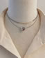 Fashion Silver Alloy Geometric Ot Buckle Double Layer Necklace