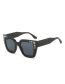 Fashion Black Frame Gray Film Pc Diamond Square Sunglasses