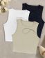 Fashion White Polyester Cutout Rib Tank Top Vest