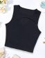 Fashion Black Polyester Cutout Rib Tank Top Vest