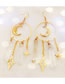 Fashion Gold Metal Moon Star Tassel Earrings