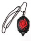 Fashion Black Metal Geometric Oval Rose Necklace