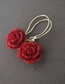 Fashion Gold Metal Red Rose Earrings