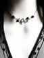 Fashion Black Alloy Diamond Flower Bird Necklace