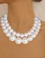 Fashion White Pearl Beaded Double Layer Necklace