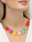 Fashion Color Geometric Faceted Circle Necklace