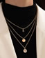 Fashion Gold Alloy Geometric Flower Round Plate Multilayer Necklace