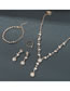 Fashion Rose Gold Metal Diamond Geometric Necklace Bracelet Earrings Ring Set