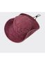 Fashion Washed Red Denim Sun Hat With Large Brim And Drawstring