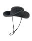 Fashion Washed Black And Green Denim Sun Hat With Large Brim And Drawstring