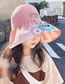 Fashion Gradient Pink Happy Zoo [send Windproof Rope] Fabric Print Large Brim Empty Sun Hat