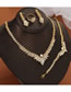 Fashion 5# Alloy Diamond Geometric Bracelet Necklace Earrings Ring Set