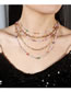 Fashion Gold Alloy Pearl Beaded Oil Drip Eye Butterfly Multilayer Necklace