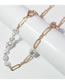 Fashion Gold Geometric Shaped Pearl Panel Chain Necklace