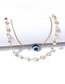 Fashion Gold Geometric Pearl Chain Eye Double Layer Necklace