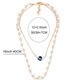 Fashion Gold Geometric Pearl Chain Eye Double Layer Necklace