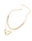 Fashion Gold Alloy Geometric Butterfly Double Layer Necklace