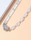 Fashion Silver Geometric Diamond And Pearl Necklace