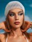 Fashion White Ab Drill Short Mesh Rhinestone Fishnet Cutout Turban Headband