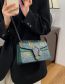 Fashion Blue Pu Print Flap Crossbody Bag