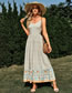Fashion Cream Color Woven V-neck Printed Slip Dress