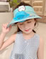 Fashion Happy Kitten Fan Hat - Light Blue Polyester Printed Large Brim With Fan Empty Sun Hat (with Electronics)