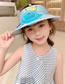 Fashion Crown Fan Hat - Light Blue Polyester Printed Large Brim With Fan Empty Sun Hat (with Electronics)