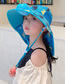 Fashion Animal Whistle Cape Fan Hat - Lake Blue Polyester Printed Sun Hat With Large Brim Neck Guard And Fan (with Electronics)