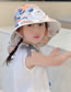 Fashion Animal Whistle Cape Fan Hat - Blue Beige Polyester Printed Sun Hat With Large Brim Neck Guard And Fan (with Electronics)