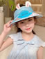 Fashion Long Rabbit Ears Fan Hat - Light Blue Polyester Printed Large Brim With Fan Empty Sun Hat (with Electronics)