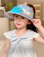 Fashion Left Ear Fan Hat - Light Blue Kitten Polyester Printed Large Brim With Fan Empty Sun Hat (with Electronics)